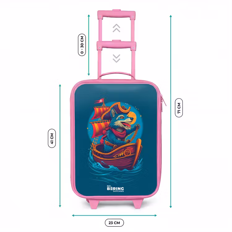 Piraten wasbeer op een boot Kinderkoffer - Roze klein -productfoto_formaten