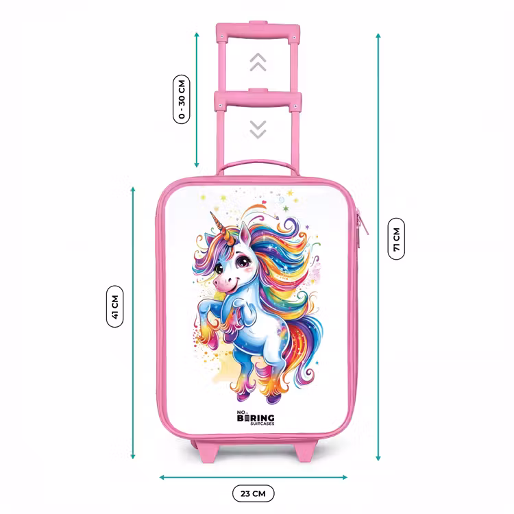 Steigerende Eenhoorn met Regenboogmanen Kinderkoffer - Roze klein -productfoto_formaten