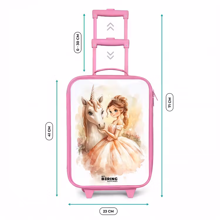 Prinses in jurk met witte eenhoorn Kinderkoffer - Roze klein -productfoto_formaten