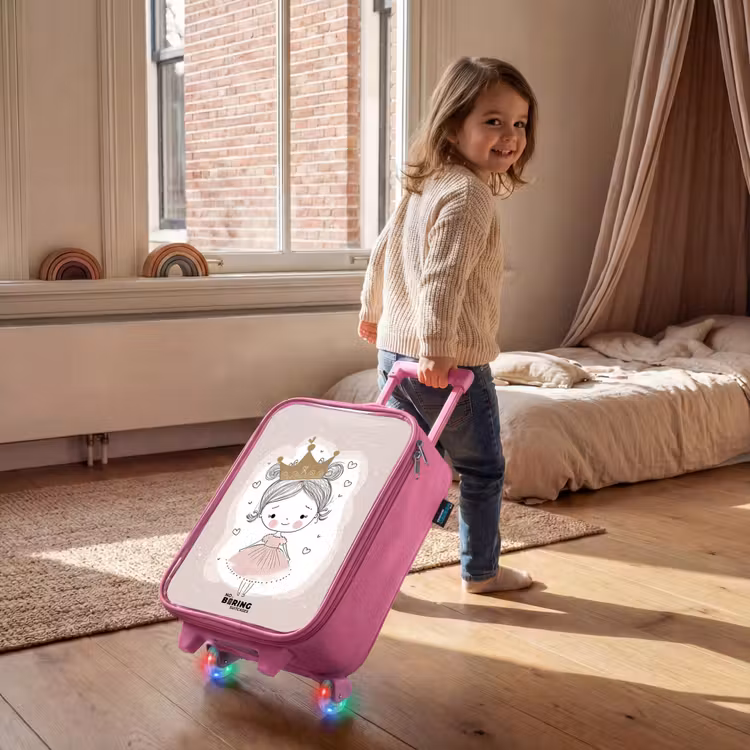 Prinses op gekleurde achtergrond met hartjes Kinderkoffer - Roze klein -sfeer1