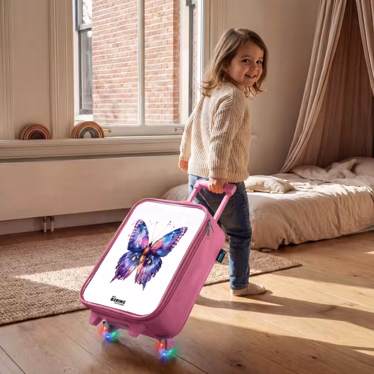 Paarse prachtvlinder Kinderkoffer - Roze klein -sfeer1