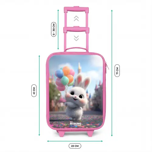 Konijn - Ballonnen Kinderkoffer - Roze klein -productfoto_formaten