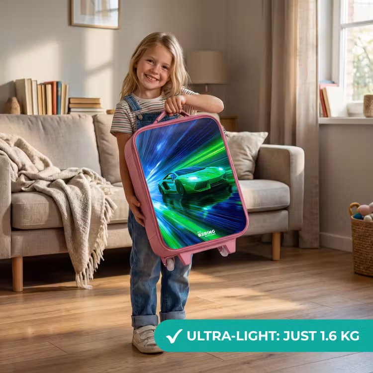Raceauto - Felgroen - Lichtstralen - Snelheid Kinderkoffer - Roze klein -sfeer2_EN