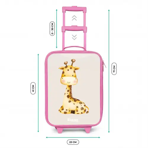 Liggende giraffe illustratie op beige achtergrond Kinderkoffer - Roze klein -productfoto_formaten