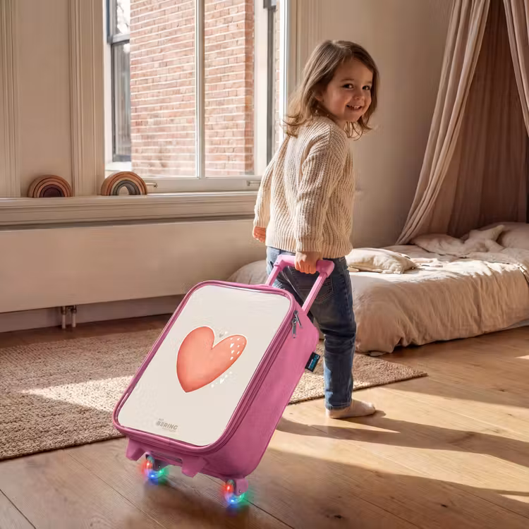 Rood hart op een beige achtergrond Kinderkoffer - Roze klein -sfeer1