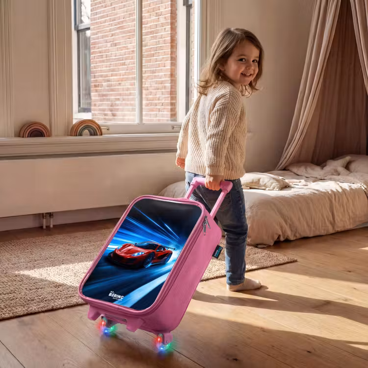Rode racewagen in digitale snelheidswereld Kinderkoffer - Roze klein -sfeer1