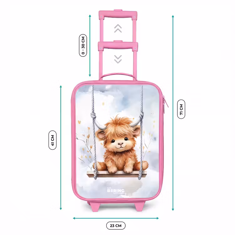 Schommelend Schotse hooglander kalf van waterverf Kinderkoffer - Roze klein -productfoto_formaten