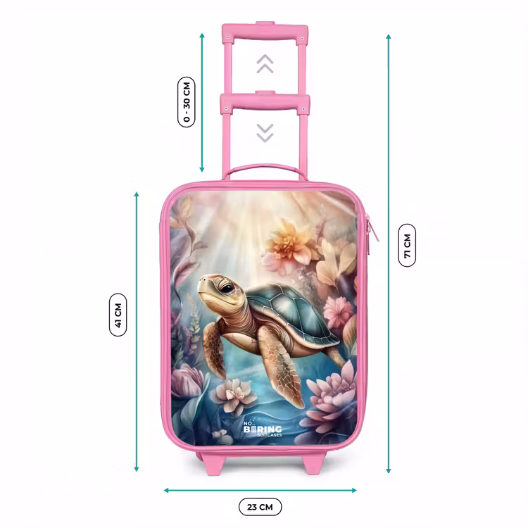 Zeeschildpad tussen bloemen onder water Kinderkoffer - Roze klein -productfoto_formaten
