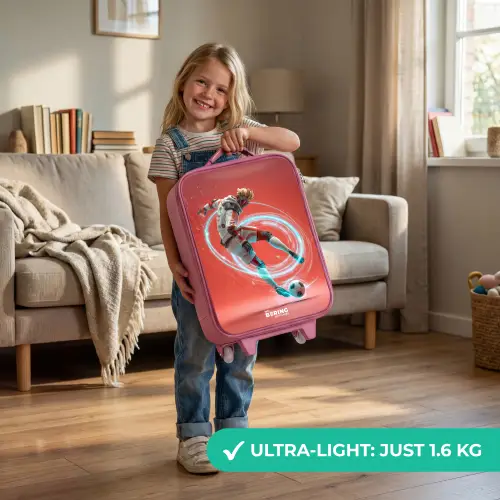 Voetbal - Jongen - Rood - Lichtcirkel Kinderkoffer - Roze klein -sfeer2_EN