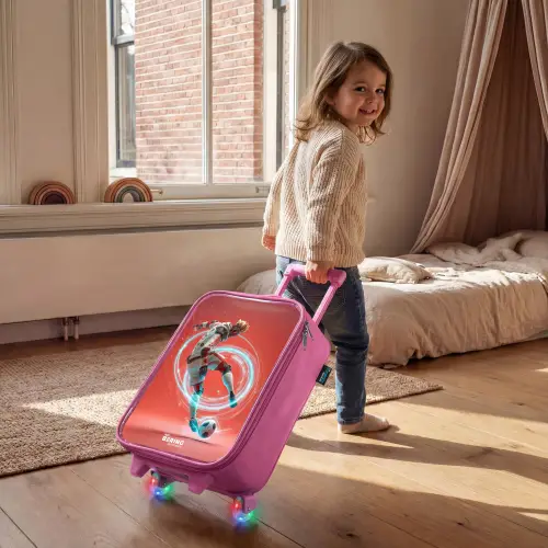 Voetbal - Jongen - Rood - Lichtcirkel Kinderkoffer - Roze klein -sfeer1