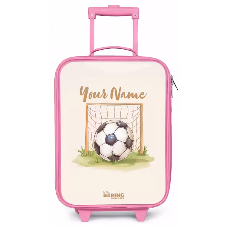 Voetbal in een goal Kinderkoffer - Roze klein -zz3dotto