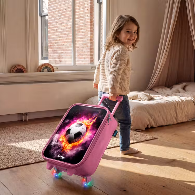 Voetbal in roze vuur explosie Kinderkoffer - Roze klein -sfeer1