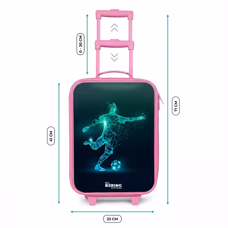 Voetballer trapt met kracht in digitale vorm Kinderkoffer - Roze klein -productfoto_formaten