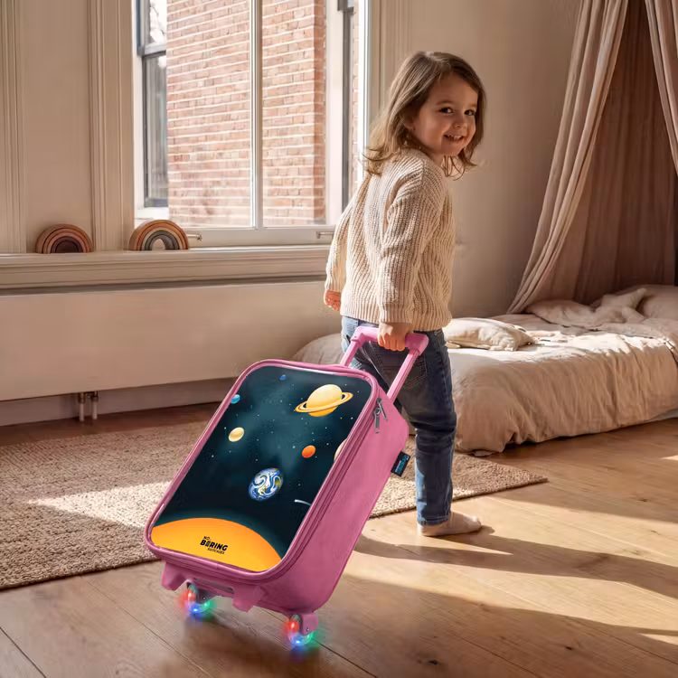 Ruimte met planeten Kinderkoffer - Roze klein -sfeer1