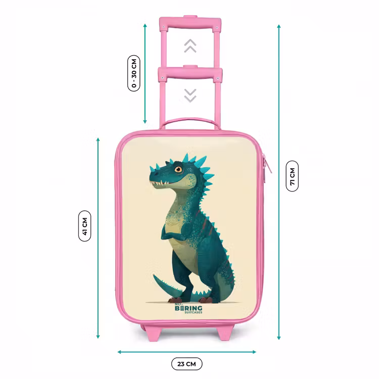 Spiky dino met vriendelijke blik Kinderkoffer - Roze klein -productfoto_formaten