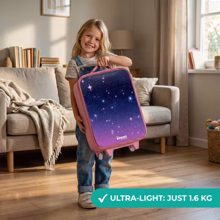 Sterren - Galaxy - Blauw - Roze Kinderkoffer - Roze klein -sfeer2_EN
