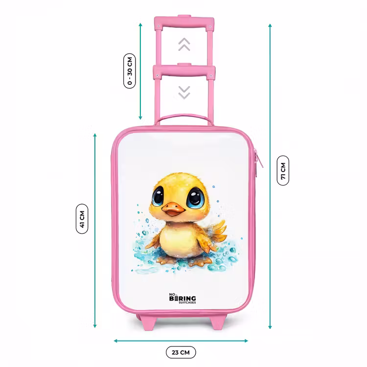 Lief eendje met blauwe ogen en waterspetters Kinderkoffer - Roze klein -productfoto_formaten
