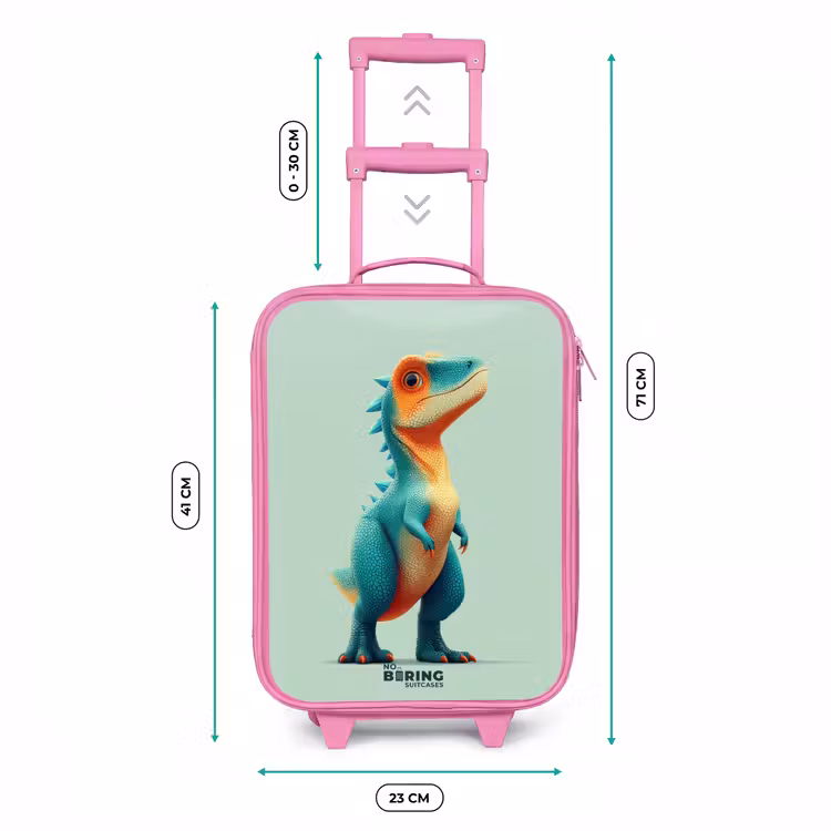 Stoere dino met grote ogen Kinderkoffer - Roze klein -productfoto_formaten