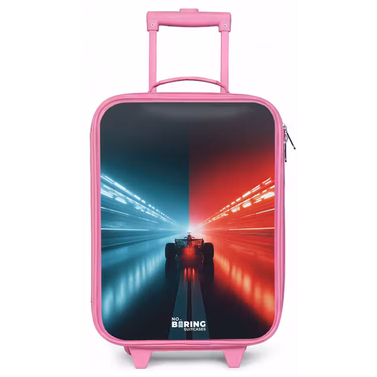 Baan - Raceauto - Neon - Rood Kinderkoffer - Roze klein -zz3dotto