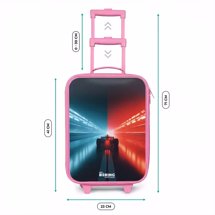 Baan - Raceauto - Neon - Rood Kinderkoffer - Roze klein -productfoto_formaten