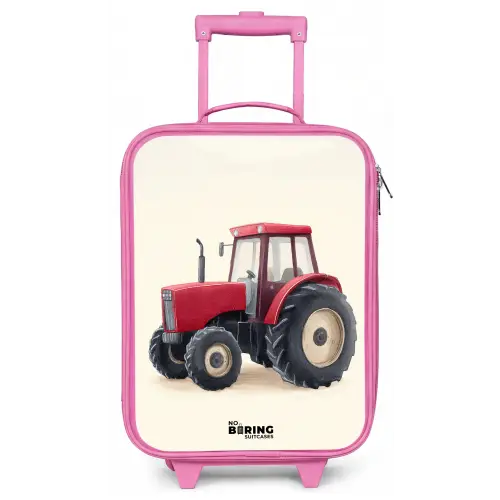 Tractor - Getekend - Rood Kinderkoffer - Roze klein -zz3dotto