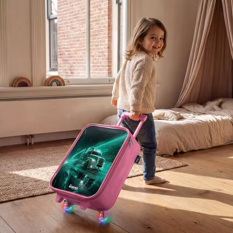 Vrachtwagen - Neon - Groen - Stad Kinderkoffer - Roze klein -sfeer1