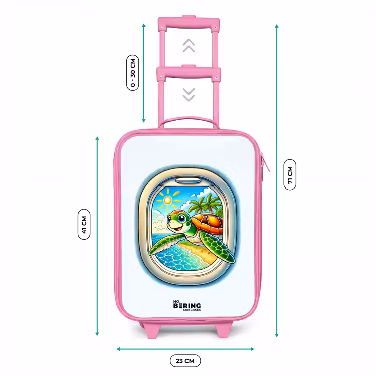 Schildpad bij een tropisch strand Kinderkoffer - Roze klein -productfoto_formaten