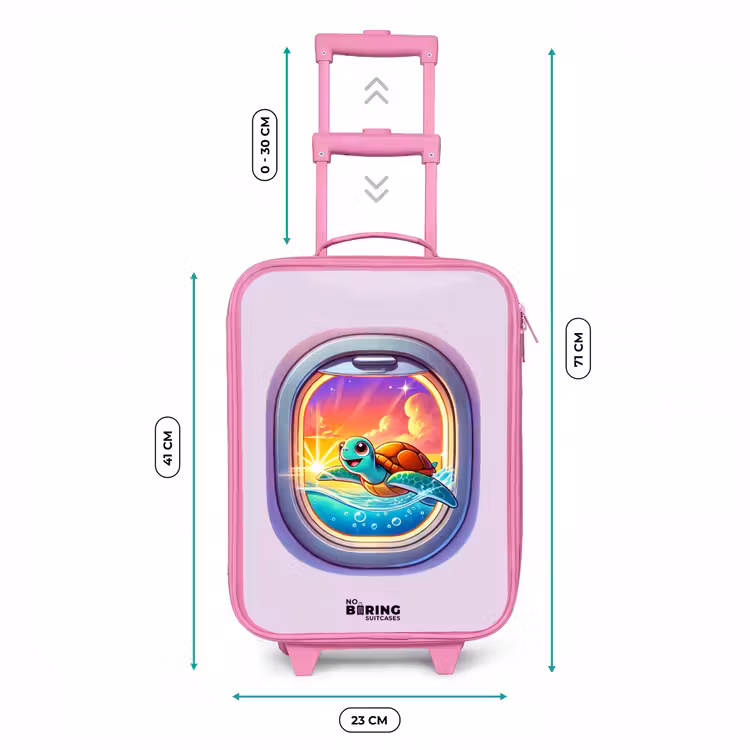 Schildpad die zwemt met zonsondergang Kinderkoffer - Roze klein -productfoto_formaten