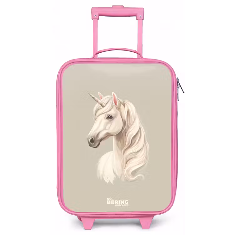 Eenhoorn in neutrale kleuren Kinderkoffer - Roze klein -zz3dotto