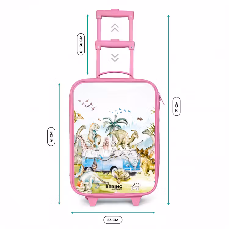 Busje met dino's Kinderkoffer - Roze klein -productfoto_formaten
