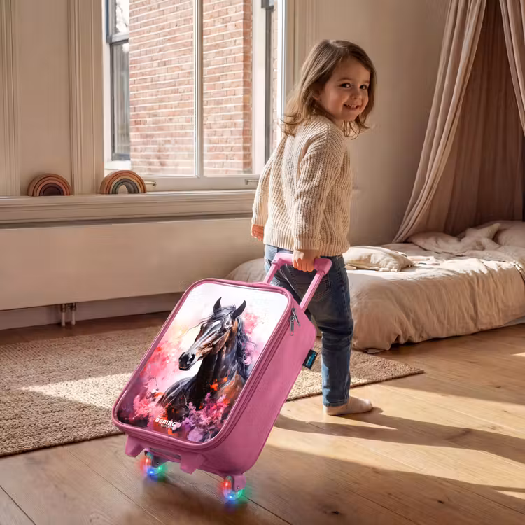 Aquarel paard in kleurexplosie Kinderkoffer - Roze klein -sfeer1