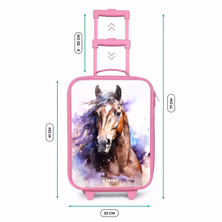 Aquarel paard met kleurrijke spatten Kinderkoffer - Roze klein -productfoto_formaten