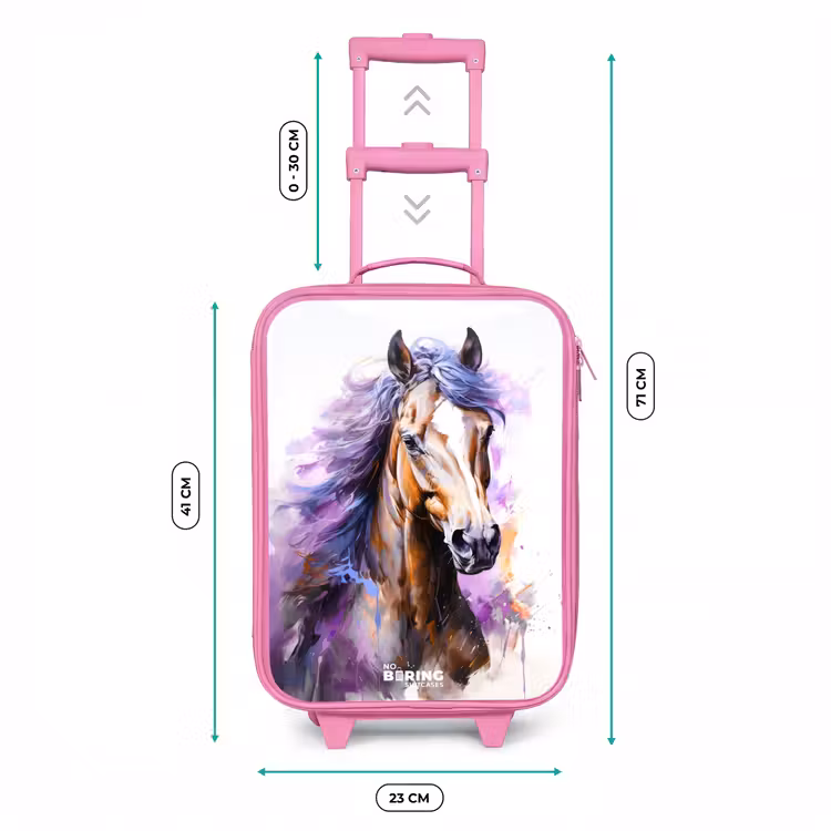 Aquarel paard met paarse manen Kinderkoffer - Roze klein -productfoto_formaten