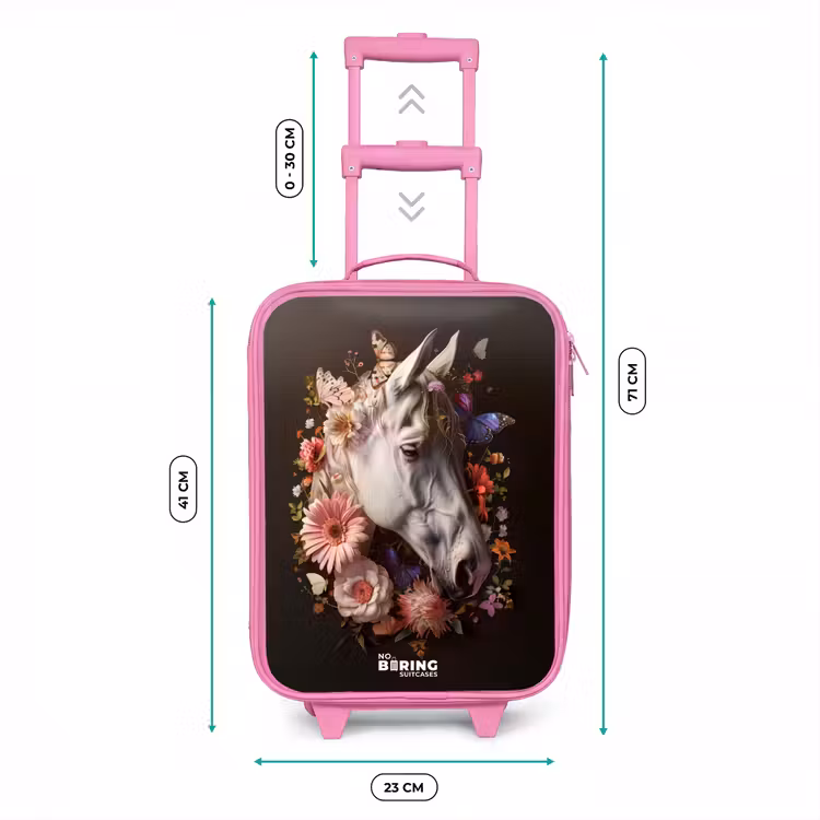 Wit paardenhoofd tussen kleurrijke bloemenkrans Kinderkoffer - Roze klein -productfoto_formaten