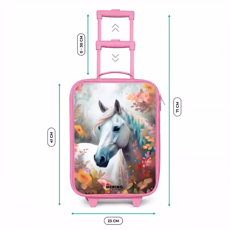 Wit paard omringd door bloemen Kinderkoffer - Roze klein -productfoto_formaten