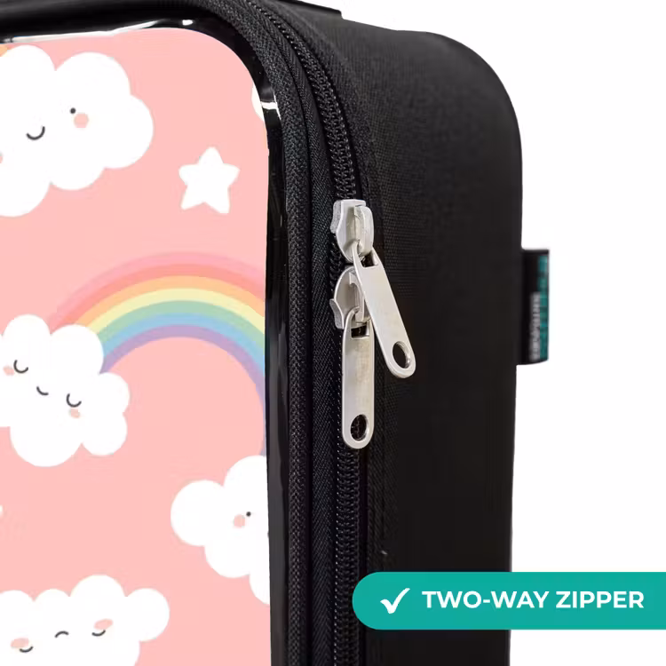 Roze met regenboog patroon Kinderkoffer - Zwart klein -rits_UK