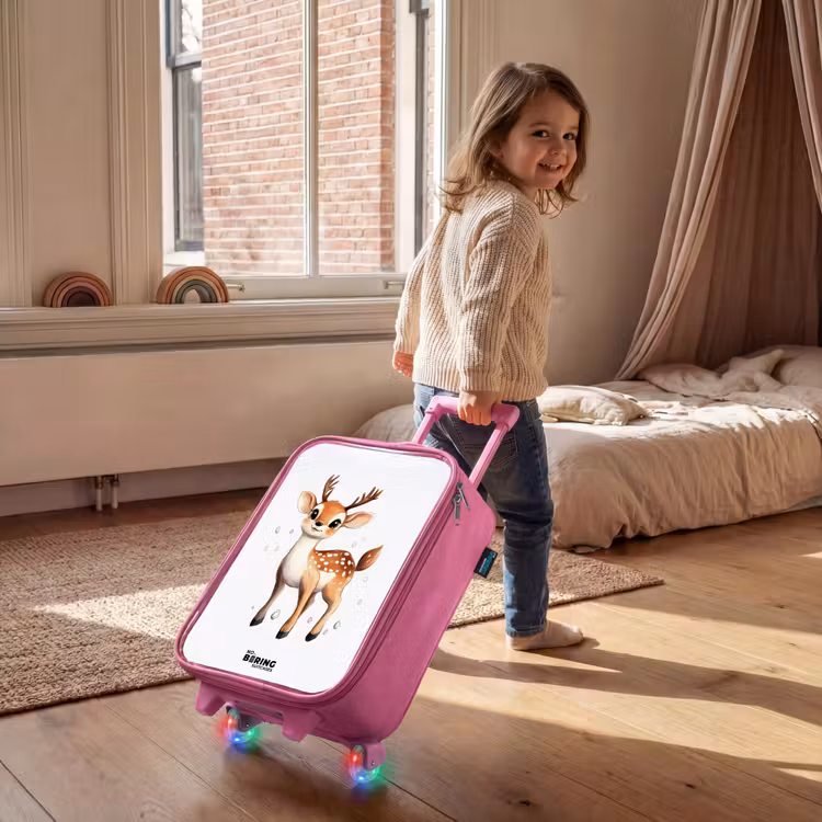 Jong hertje met gewei en witte stippen Kinderkoffer - Roze klein -sfeer1