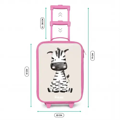 Zebra portrettekening met beige achtergrond Kinderkoffer - Roze klein -productfoto_formaten