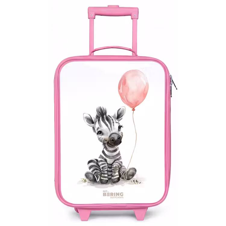 Zebra met roze ballon Kinderkoffer - Roze klein -zz3dotto