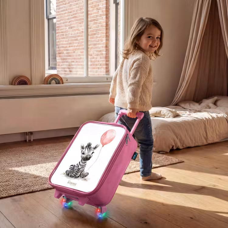 Zebra met roze ballon Kinderkoffer - Roze klein -sfeer1