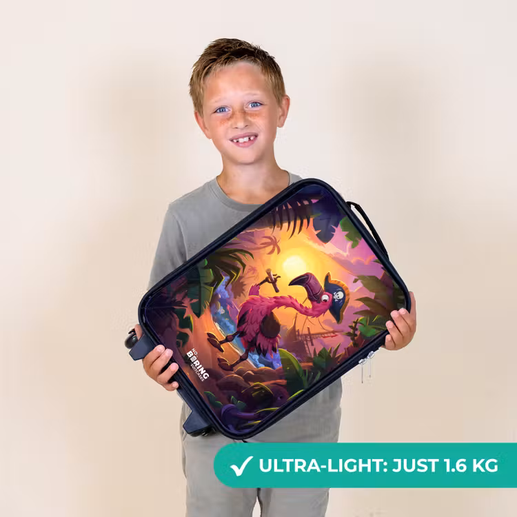 Piraten flamingo op een tropisch pad Kinderkoffer - Zwart klein -sfeer4_UK