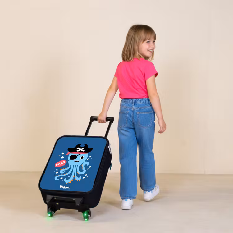 Piraten octopus met een hoed Kinderkoffer - Zwart klein -sfeer1