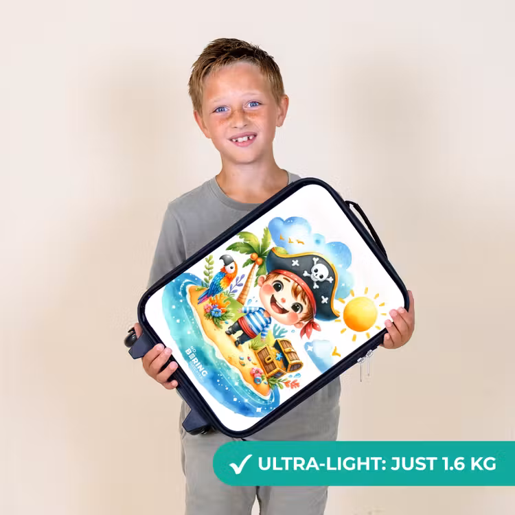 Piraat op een eiland Kinderkoffer - Zwart klein -sfeer4_UK