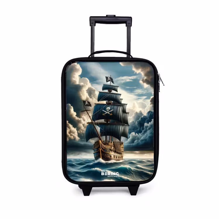 Piratenschip op een woeste zee Kinderkoffer - Zwart klein -3d