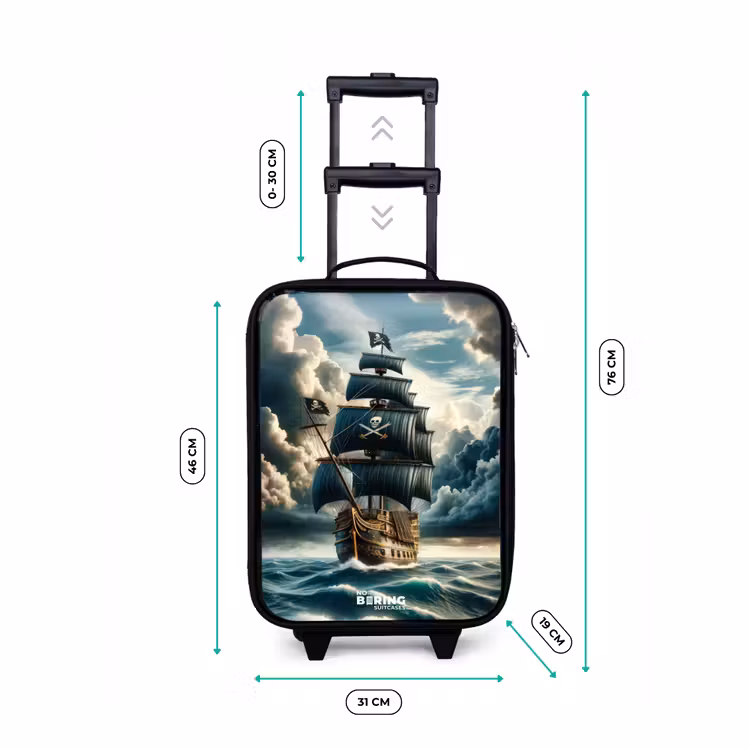 Piratenschip op een woeste zee Kinderkoffer - Zwart klein -productfoto_formaten