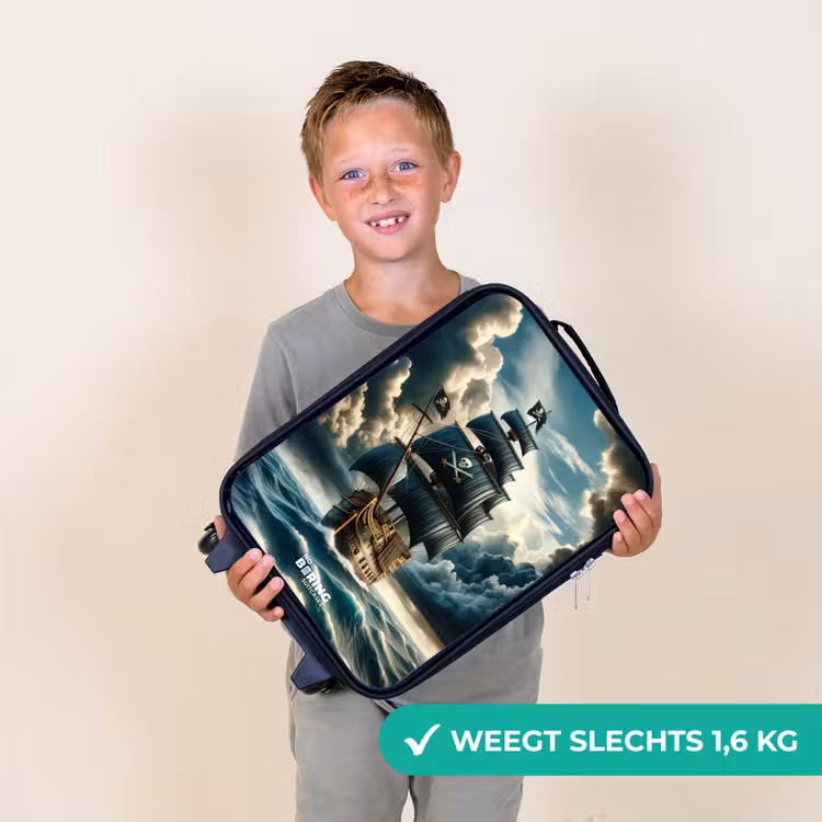Piratenschip op een woeste zee Kinderkoffer - Zwart klein -sfeer4_NL