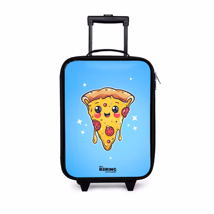 Pizza met blauwe achtergrond Kinderkoffer - Zwart klein -3d
