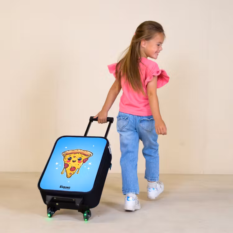 Pizza met blauwe achtergrond Kinderkoffer - Zwart klein -sfeer1