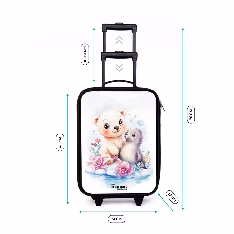IJsbeer en zeehond op een ijsschots Kinderkoffer - Zwart klein -productfoto_formaten