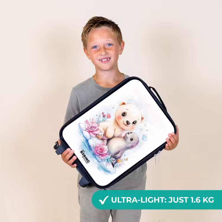 IJsbeer en zeehond op een ijsschots Kinderkoffer - Zwart klein -sfeer4_UK
